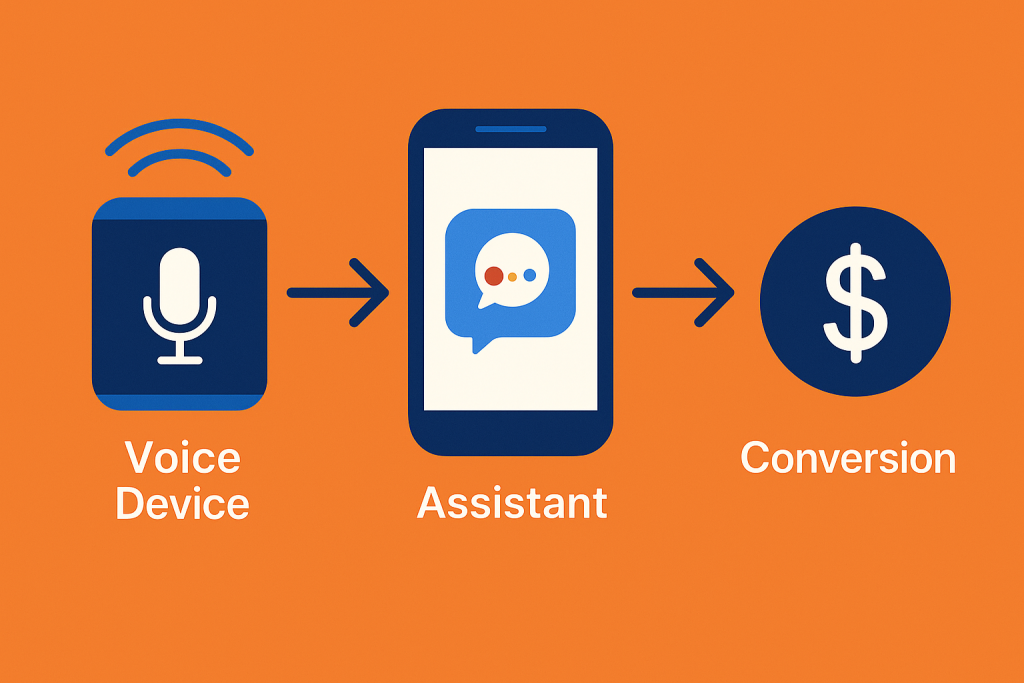 Attribution map showing voice device → assistant → conversion path