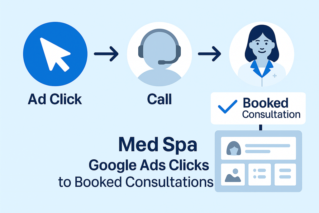 Diagram of ad click → call → booked consultation path