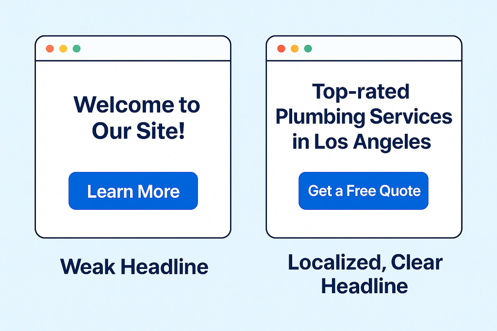 Image comparing weak vs. localized headline