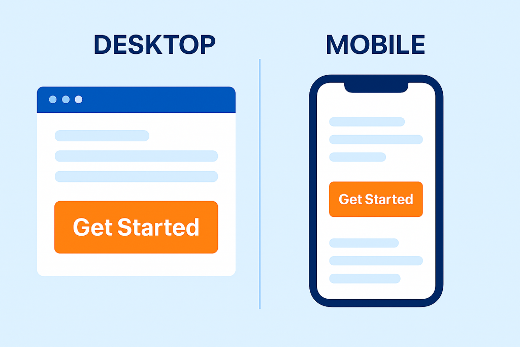  Image of clear CTA buttons on desktop vs. mobile