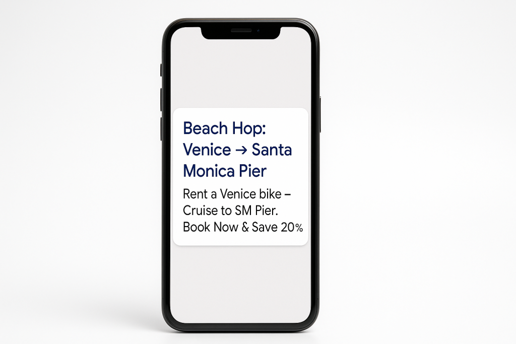 A mockup showing ad headline and description on mobile