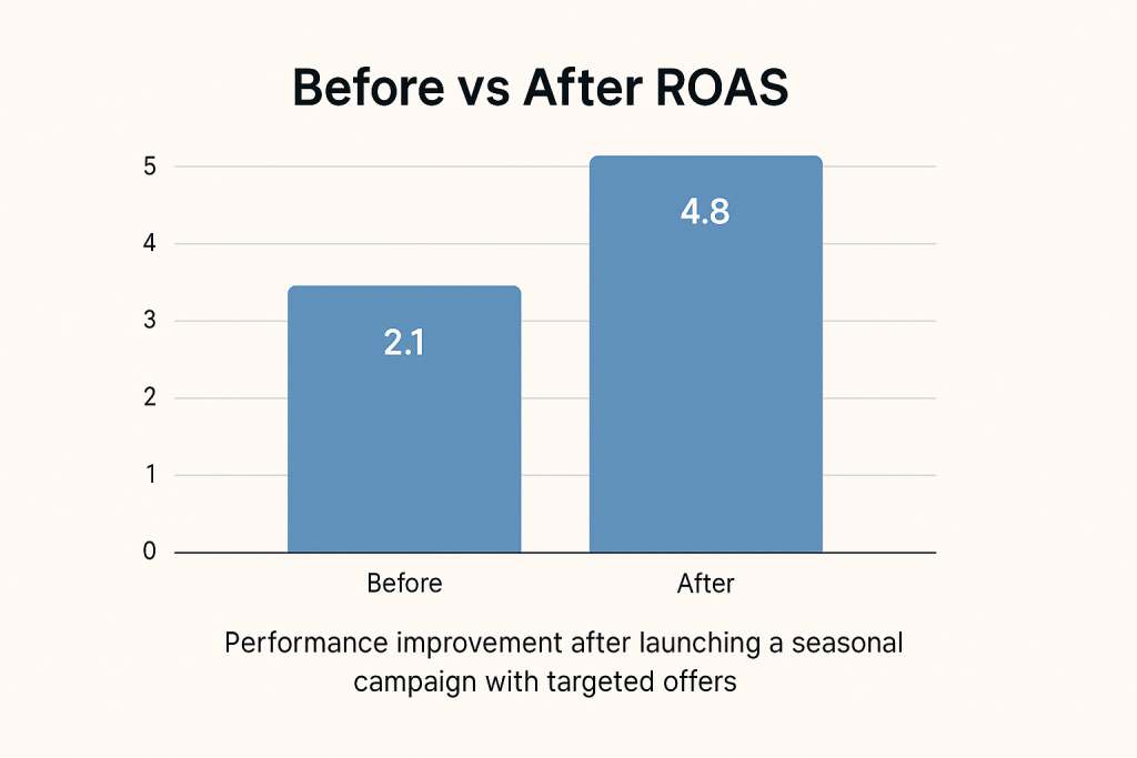 Performance improvement after launching a seasonal campaign with targeted offers.